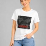 white Stylish Printed Half Sleeve T-Shirt For women