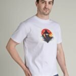 Half Sleeve Mens White printed Tshirt