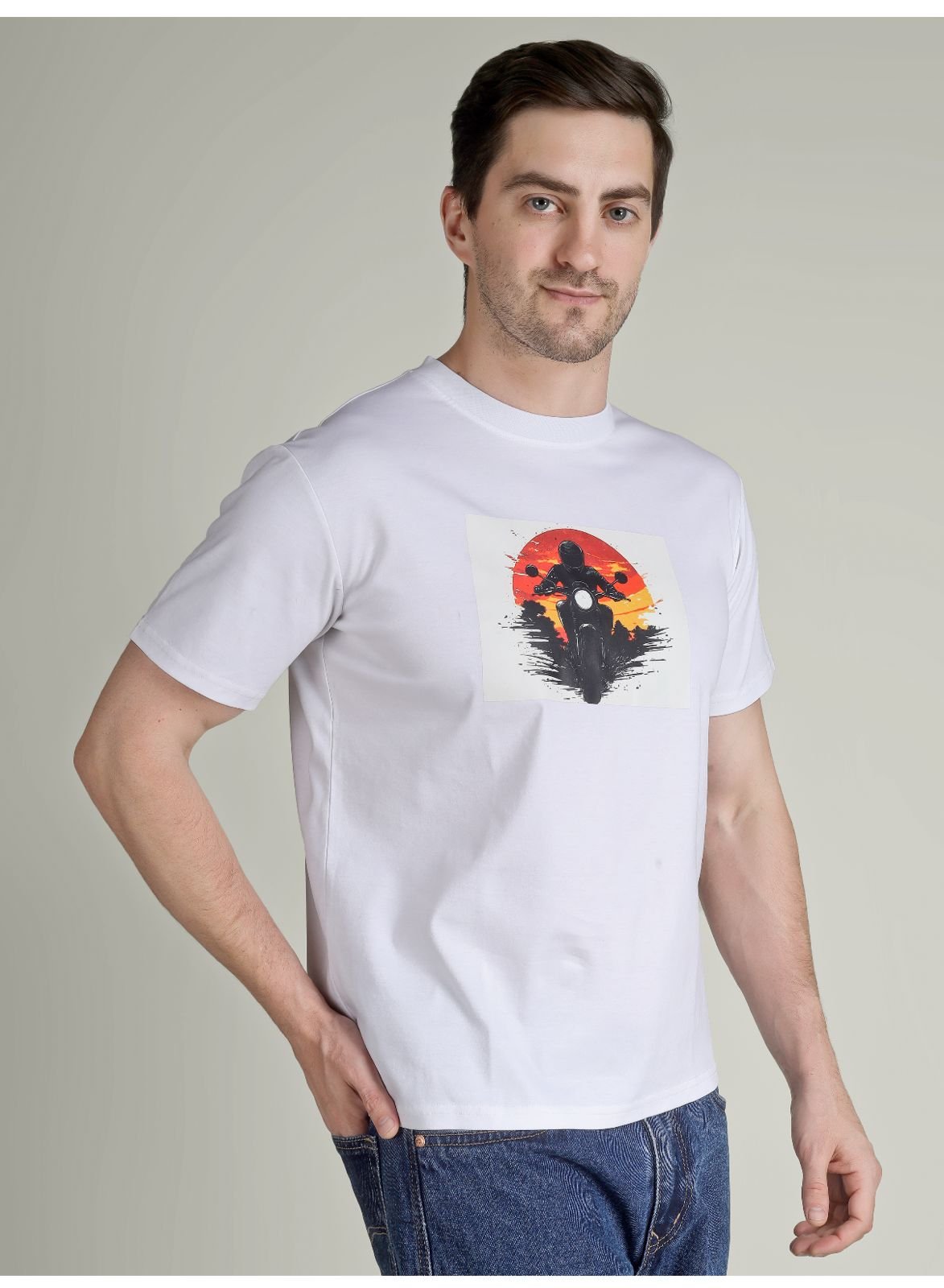 WhatsApp Image 2026-05-17 at 8.42.35 PM Half Sleeve Mens White printed Tshirt - Image 1